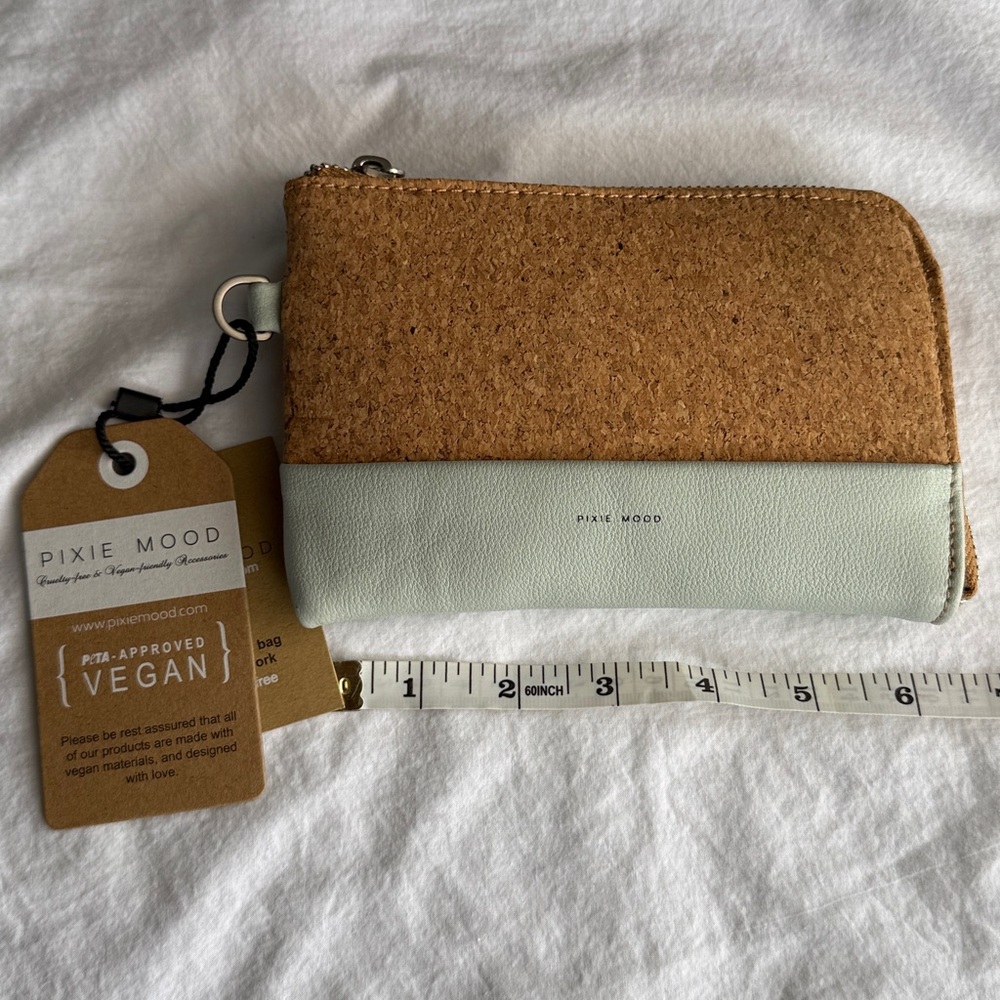 Pixie Mood Cork and Mint Two-Tone Vegan Zip Pouch